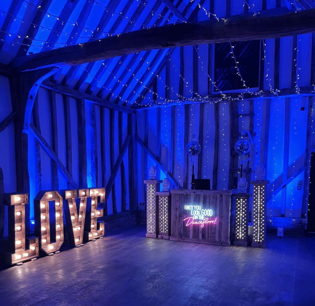 Uplighting Essex Wedding after