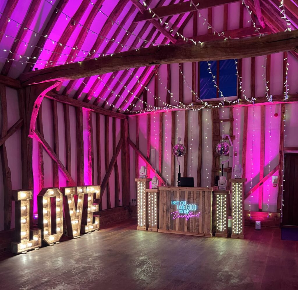 Uplighting Essex Wedding after